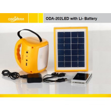 Portable Solar Lighting System Oda-202 LED with 6V/4ah Lead-Acid Battery